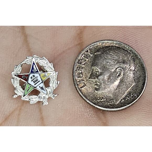 10K White Gold Eastern Star Mini Pin - Picture 3 of 4